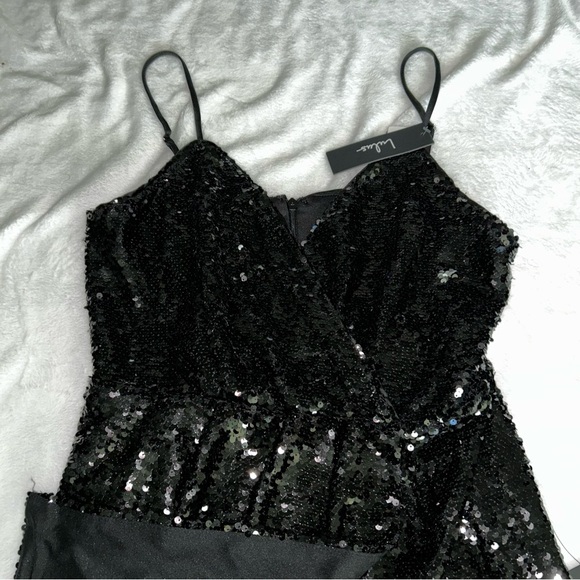 Lulu's Black Sequin Wrap Jumpsuit - Picture 10 of 14